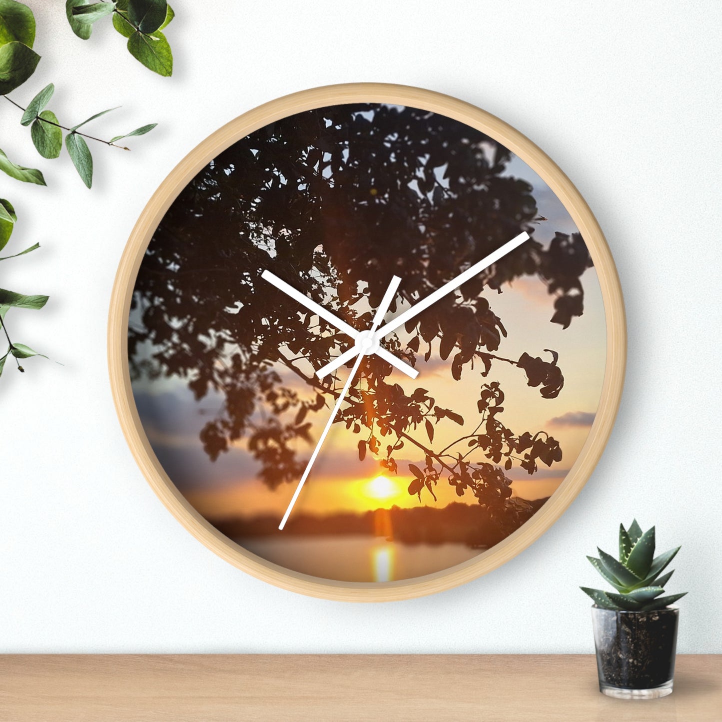 Leaves & Sunset/ Wall Clock