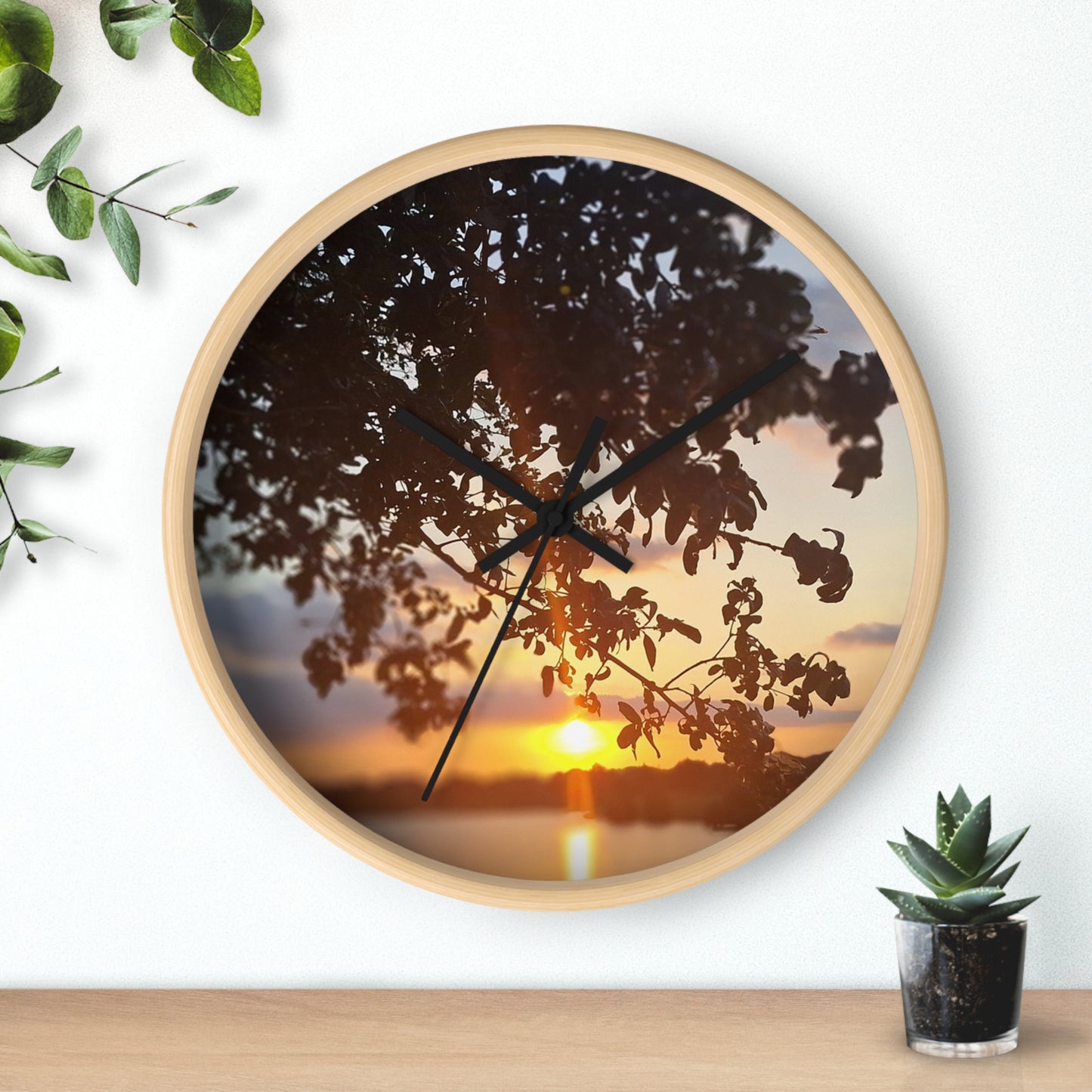 Leaves & Sunset/ Wall Clock